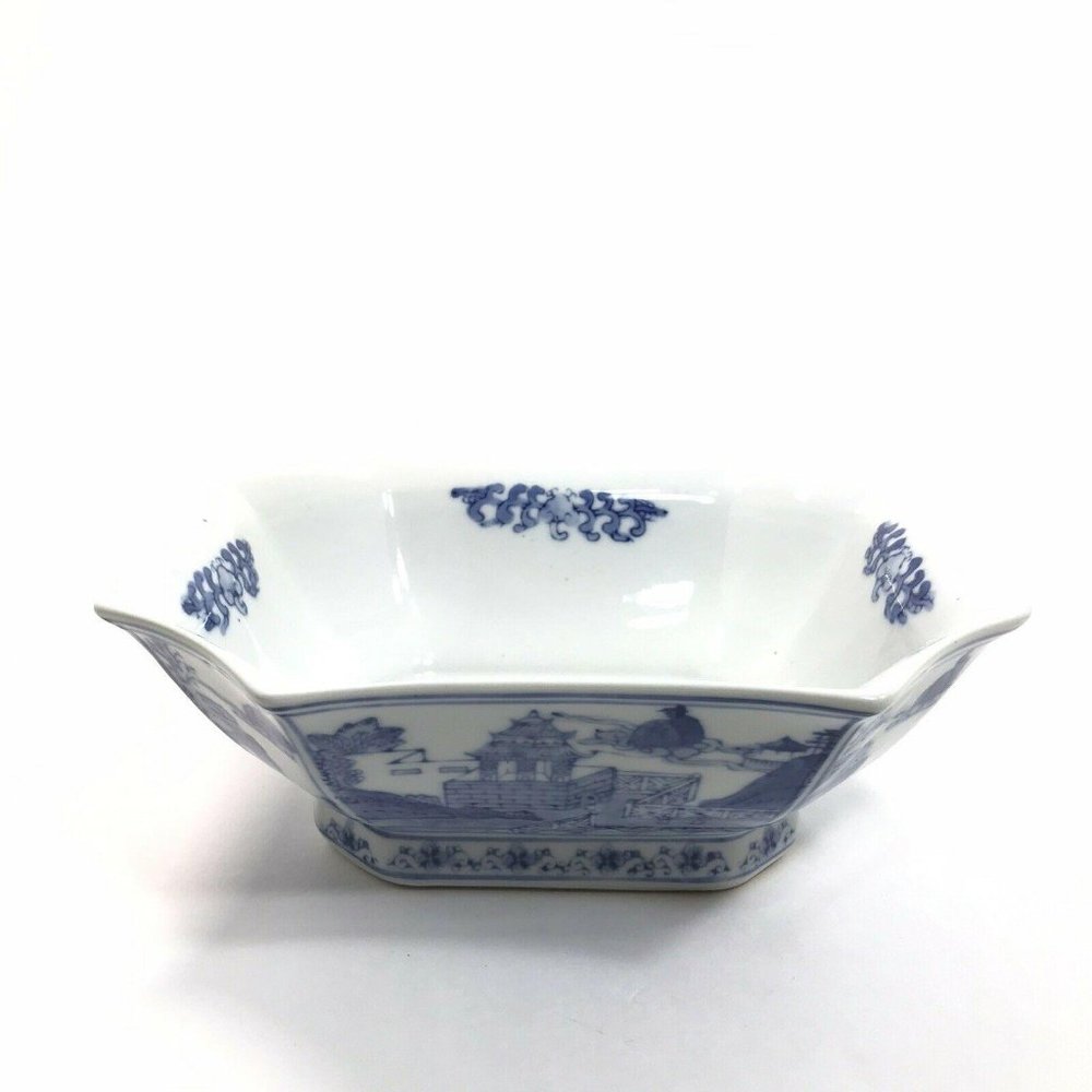 Chinese Japanese Blue White Dish Bowl Vintage